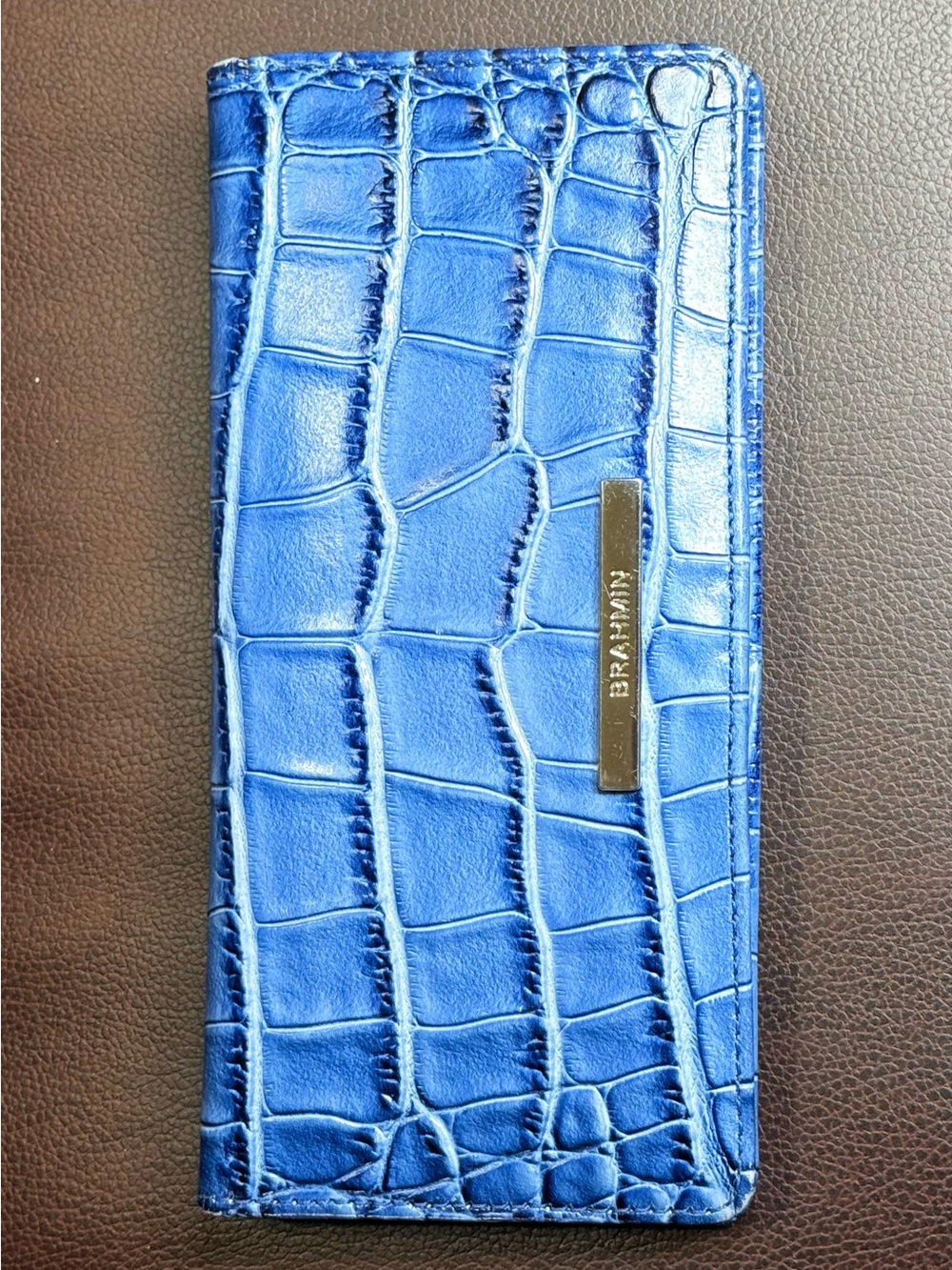 Brahmin Ady Blue Croc-Embossed Leather Wallet
